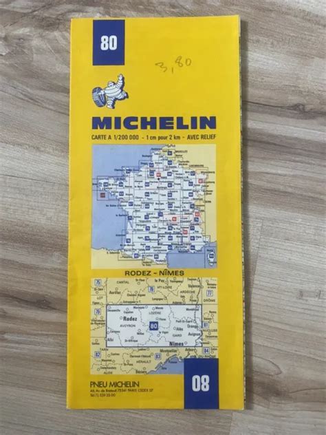 ANCIENNE CARTE ROUTIÈRE Vintage MICHELIN nº80 de 1977 Rodez Nîmes EUR 4