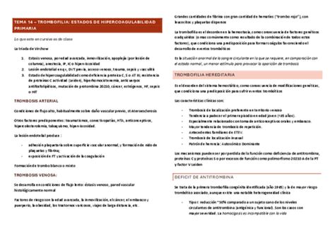 TEMA 14 TROMBOFILIA Pdf