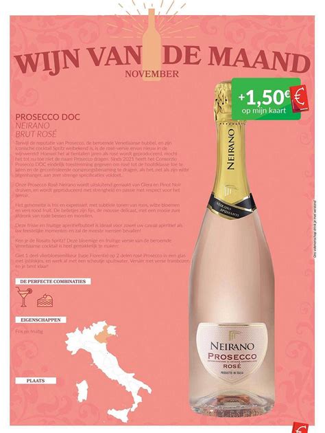 Prosecco doc neirano brut rosé promotie bij Intermarché