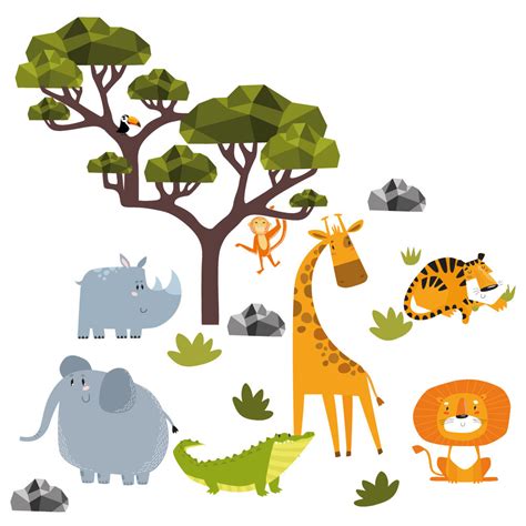 Stickers Animaux De La Jungle D Coration Chambre Th Me Jungle Savane