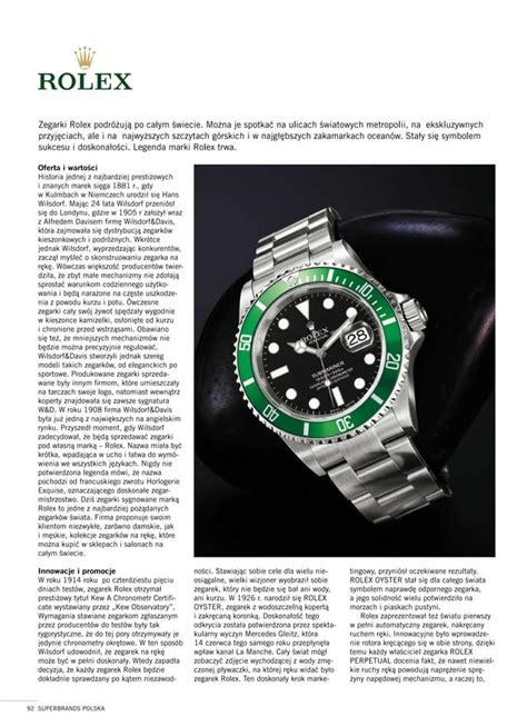 Case Study Marki Rolex Z Albumu Superbrands Polska Pdf