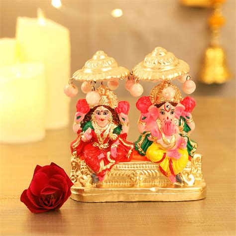 4 5 Beautiful Pair Of Lord Ganesha And Lakshmi Clay Statue Murti For Diwali Deepawali Pooja