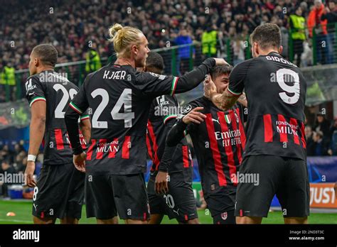 Milano Italy 14th Feb 2023 Brahim Diaz 10 Of AC Milan Scores For