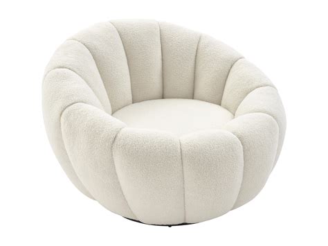 Fauteuil Coquillage Pivotant En Tissu Bouclette Couleur Blanc COSSATO