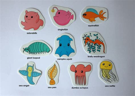 Deep Sea Creatures Sticker Pack Etsy Canada