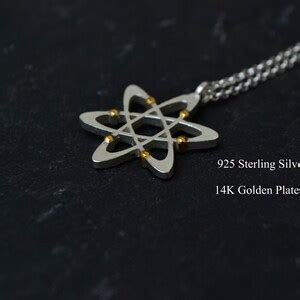 Science Jewelry 925 Sterling Silver Atom Necklace Science Necklace