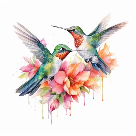 Premium Ai Image There Are Two Hummingbirds That Are Flying Over Some