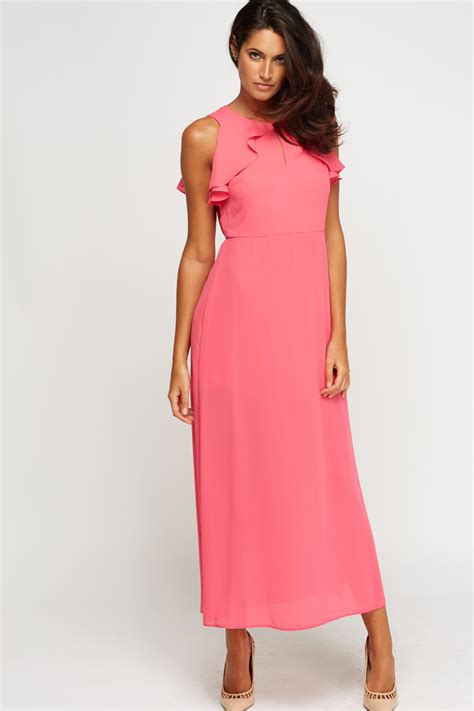 Hot Pink Ruffled Maxi Dress Just 6