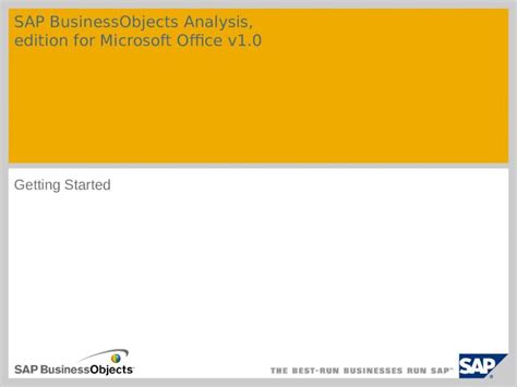 Ppt Getting Started Sap Businessobjects Analysis Edition For