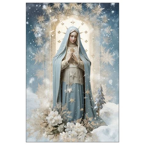 Our Lady Of The Snows Prayer Card Vintage Junk Journal Blessed Virgin