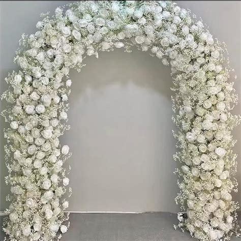 White Rose Baby Breath Arch Flower Garland Flower Wedding Backdrop