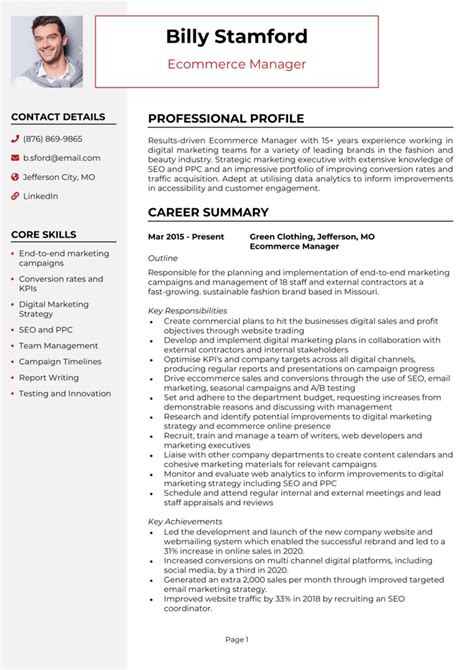 Ecommerce Manager Resume Sample