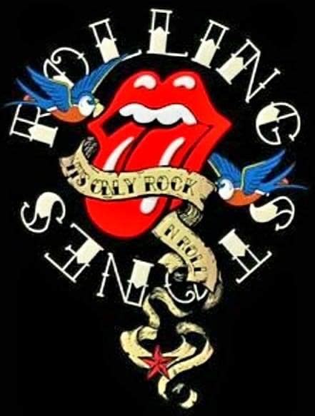 The Rolling Stones Logo On A Black Background With An Old School