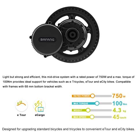 Bafang 1000w 750w 500w 350w 250w Mid Drive Motor Ebike Conversion Kits