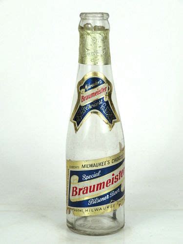 1959 Braumeister Pilsener Beer 7oz Longneck Bottle Milwaukee Wisconsin