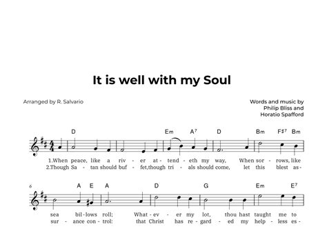 It Is Well With My Soul Key Of D Major Arr R Salvario By Philip