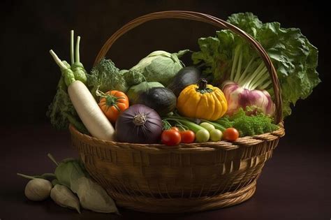 Surtido De Verduras Y Frutas Ecol Gicas En Cestas De Mimbre Ia