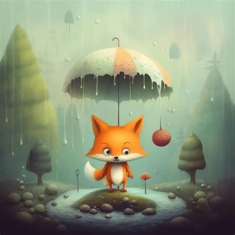 Premium Ai Image Cute Foxes Childrens Book Illustration Generative Ai