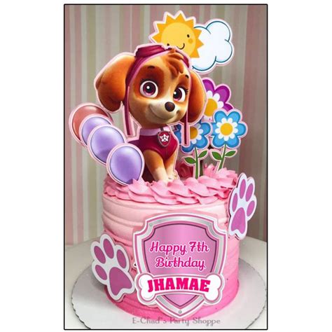 Paw Patrol Skye Pink Cake Topper Personalized | ubicaciondepersonas ...