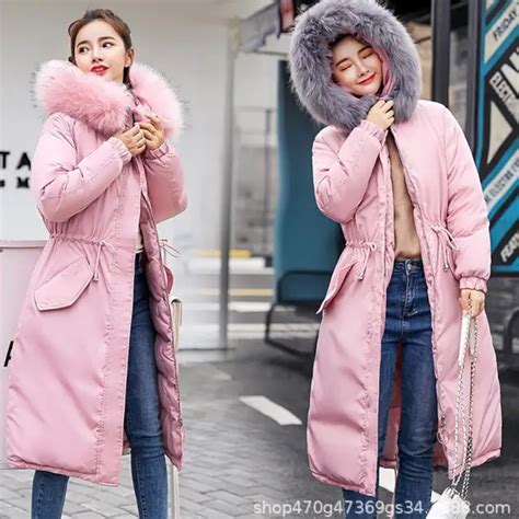 2018 Winter Jacket Women Thicken Warm Long Hood Parkas Big Fur Collar