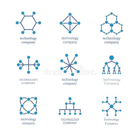 Technology Company Logo Set Vector Technological Information Network