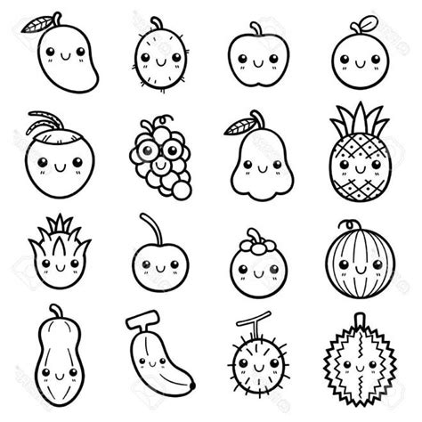 Coloriage Kawaii Fruits Dessin Gratuit Imprimer