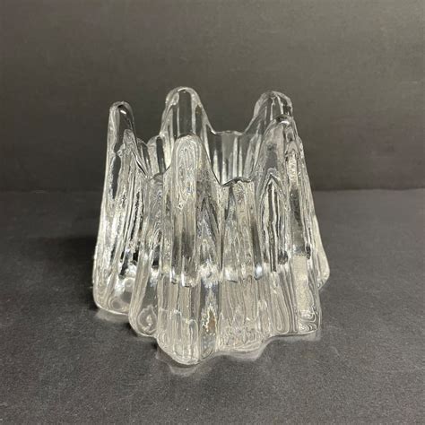 Vintage Nybro Glasbruk Iceberg Crystal Glass Votive Candle Holder Ice