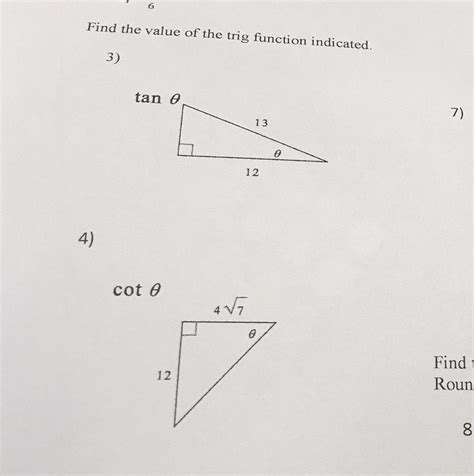 Find The Value Of The Trig Function Indicated 3 Tan 0 13 12 0pls Help