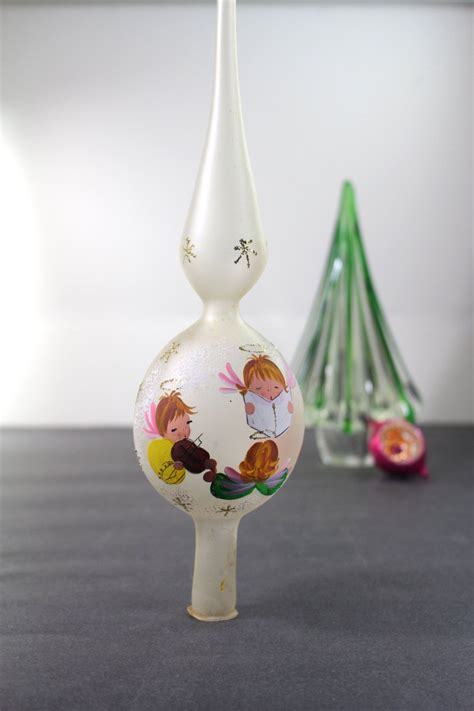 Christmas Blown Glass Tree Topper Ornament Etsy Tree Toppers Glass Blowing Vintage Tree