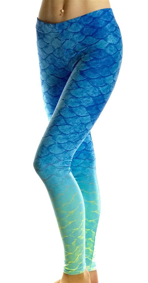 Mermaid Leggings Mermaid Costume Yoga Leggings Patterned | Leggings, Blu, Yoga