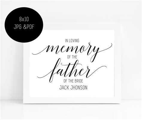 In Loving Memory Father Of The Bride Sign Wedding Memory Etsy