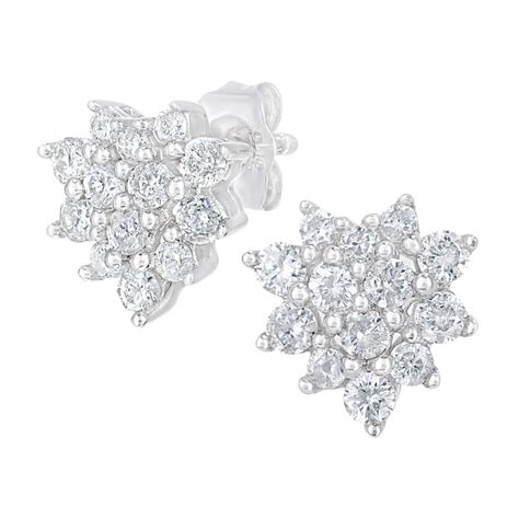 SPARKLD 9ct White Gold 0 50ct Diamond Cluster Stud Earrings Sparkld