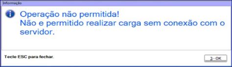 WINT Não é permitido realizar carga sem conexão o servidor na