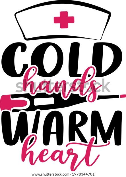 Cold Hands Warm Heart Lettering Thermometer Stock Vector Royalty Free