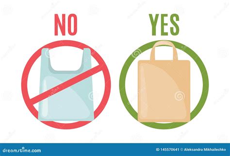 Plastic Bag And Eco Bag In Flat Style Stock Vector Illustration Of