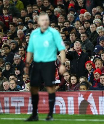 Manchester United Fan Reacts Behind Referee Editorial Stock Photo