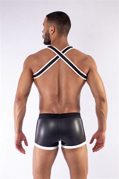 Mister B Neoprene X Back Harness Black White