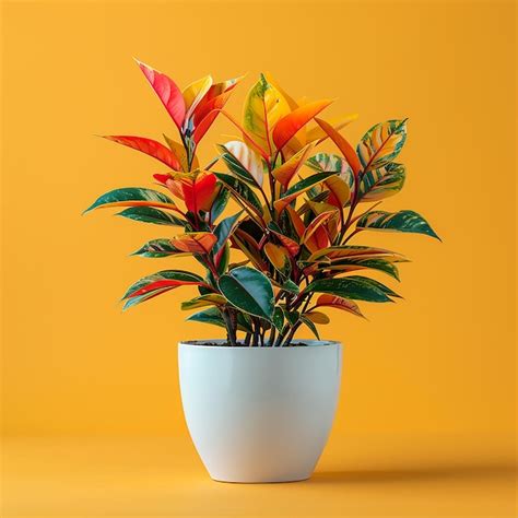 Premium Photo Photo Of Indoor Plants Croton Codiaeum Variegatum In A