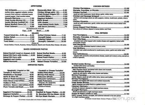 Menu Of Villa Rosa Restaurant In Hawthorne Nj 07506