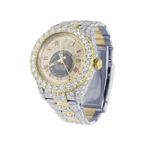 Rolex Sky Dweller Vvs Fully Bust Down Diamond Yellow White Gold