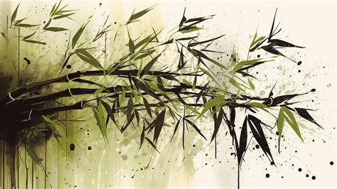 Bamboo Ink Bamboo Leaves Bamboo Branches Powerpoint Background For Free