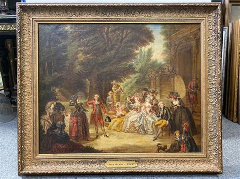 Original 1800 Oil On Canvas Painting American Society American Art
