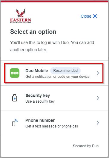 How To Enroll A Mobile Phone For Duo 2fa Eastern Washington University