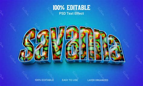 Effet De Texte D Brillant Et Color Savanna Fichier Psd Photoshop