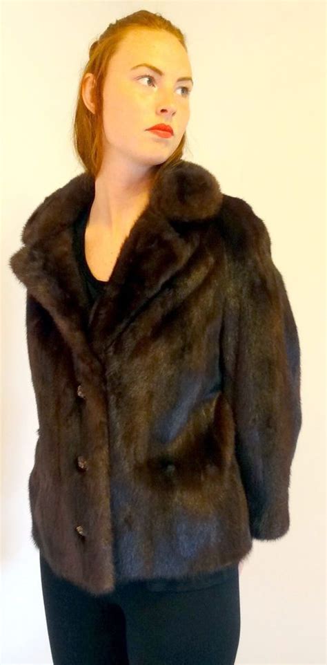 Kalifur Furs Genuine Vtg Mink Fur Ranch Womens Jacket Coat Browns Size