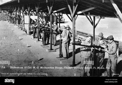 Students on a 50 cal machine gun range, Flexible Gunnery School, Fort ...