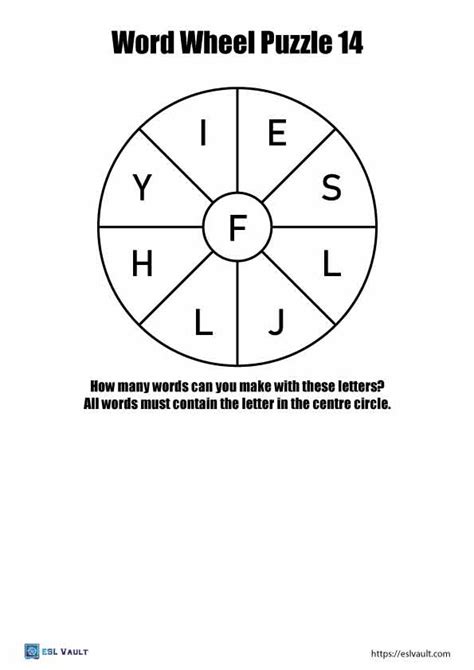 17 Free Word Wheel Puzzle Printables ESL Vault