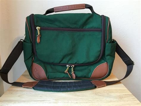 Vintage Ll Bean Green Canvas Brown Leather Trim Messenger Bag Ebay Unisex Bag Bags Leather