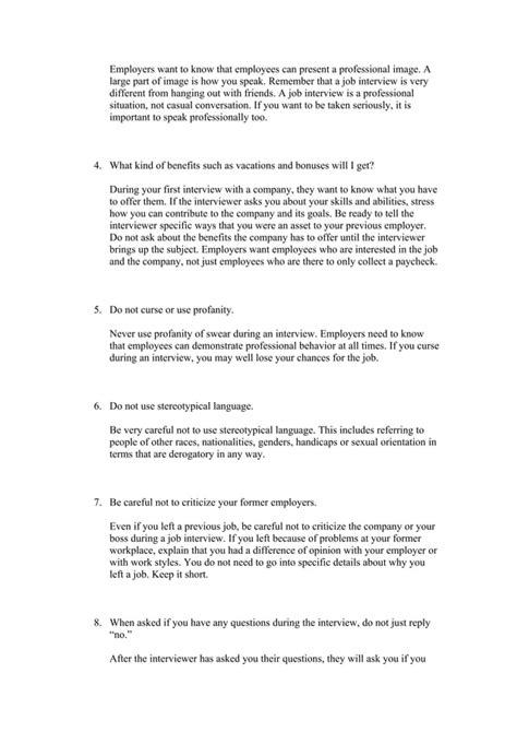 Things You Should Never Say During A Job Interview Pdf