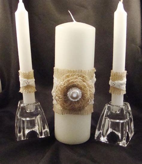 Rustic Burlap And Lace Wedding Unity Candle Wraps Etsy Candle Wrap